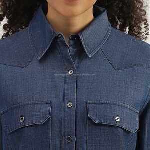 Nardon Apparel 2025, venta al por mayor, camisas vaqueras de diseño para mujer, azul claro, largo, estilo informal, primavera y verano para mujer - Product Image 5