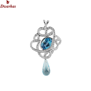 Collier pendentif en argent sterling 925 avec topaze bleue et pierres précieuses multiples, approvisionnement direct usine, en stock, bijoux à bas prix - Product Image 2