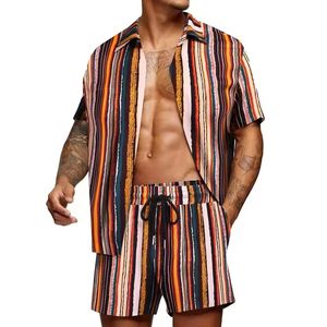 Summer <b>Men's</b> Suit <b>Beach</b> Print Lapel Short Sleeve Shorts Vacation Casual Suit <b>Shirt</b> - Product Image 4