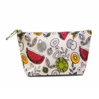Sac de voyage en coton réutilisable pour le maquillage, organiseur de toilette imperméable avec motif imprimé et fermeture éclair lisse pour femmes