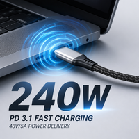 Câble USB4 V2 Type C vers Type C 80 Gbps 240 W PD Charge Rapide 16K 60 Hz Gaine en PVC Tressé Transfert de Données