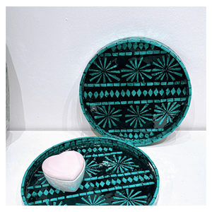 Assiette de présentation carrée en nacre, style bohème, polie, écologique, faite à la main, non toxique, motif personnalisé pour les fêtes - Product Image 1