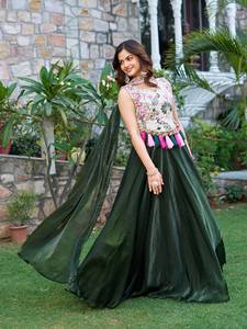 Lehenga choli ผ้าชุดผ้าไหมบริสุทธิ์บริสุทธิ์บริสุทธิ์มีชุดผ้าไหม - Product Image 3