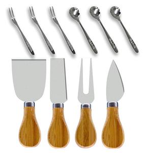 Juego de cuchillos de queso de viaje de 6 piezas con logotipo personalizado con mango de madera, colección de rebanadores de queso de acero inoxidable, cortador de queso - Product Image 1