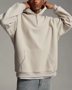 2025 nuevo peso pesado 400-600gsm algodón French Terry hombres media cremallera de gran tamaño recortado cuarto Zip Hoodie invierno esencial - Product Image 6