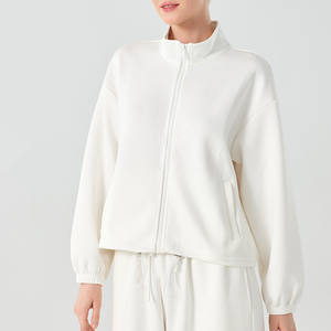 Alta calidad logotipo personalizado cremallera Crop Top sudaderas con capucha sudadera pulóver sudaderas con capucha para mujer - Product Image 2