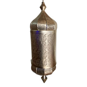 Lanterne marocaine suspendue en métal et fer, faite à la main, écologique, décoration de Noël pour la maison, finition argentée, lampe de plafond, meilleur prix - Product Image 1