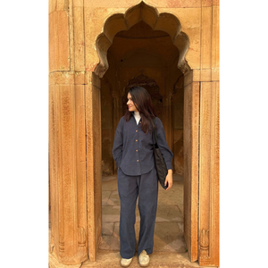 Ensemble coordonné en velours côtelé doux bleu prussien, haut et short décontractés en coton respirant pour femme, tailles S-XXL, pour un usage quotidien au printemps et en été - Product Image 3