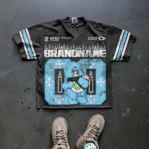 เสื้อยืดแขนสั้นผู้ชายโอเวอร์ไซส์ Y2K เสื้อผ้าแนวสตรีทไซส์ผ้าฝ้าย300กรัมแขนสั้นพอดีตัว - Product Image 1