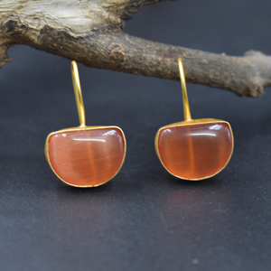 Pendientes de moda pendiente de moda fabricante proveedor 18K chapado en oro inoxidable Piedra Natural pendientes redondos - Product Image 1