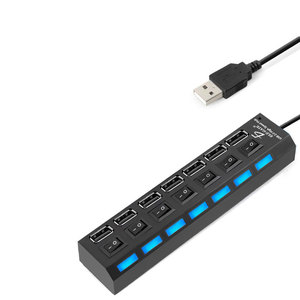 7-Port <b>USB</b> 2.0 <b>Hub</b> with Switches for PC & Laptop Used but Stock SD Interface for Data Transfer Compatible Windows Computadoras - Product Image 1