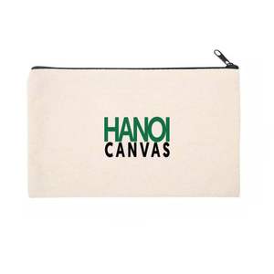 Bolsa de maquillaje reutilizable ecológica con logotipo personalizado para mujer, bolsa de lona de algodón natural liso, almacenamiento de brochas cosméticas con cremallera - Product Image 2