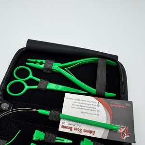 Pinces d'extension de cheveux en acier inoxydable de qualité chirurgicale avec logo personnalisé vente en gros de couleur verte kit d'outils - Product Image 6