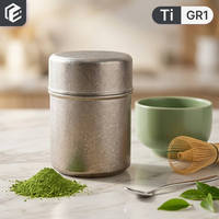 Boîte à matcha hermétique en titane de qualité supérieure avec logo personnalisé, conteneur alimentaire en métal pur résistant à l'humidité pour le stockage du matcha