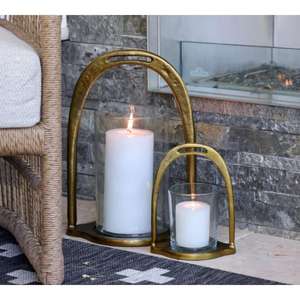 Ideas de decoración de vacaciones, juego de portavelas ecuestre, acabado en oro plateado, estribo de caballo europeo, soporte de tarro para velas, decoraciones de mesa - Product Image 6