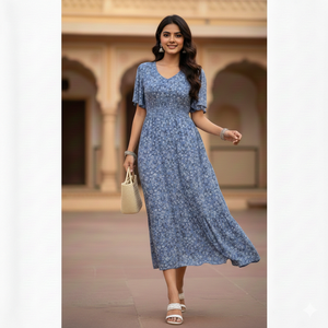 ชุดเดรสลำลองฤดูร้อนสำหรับผู้หญิง Unity Luxure รุ่นใหม่ล่าสุด ลายพิมพ์ผ้าชีฟอง เอวธรรมชาติ สำหรับฤดูใบไม้ผลิ - Product Image 1