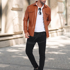 Latest Style Pakistan Made Casual <b>Men</b> <b>Leather</b> <b>Jackets</b> Winter OEM Custom Service Low MOQ Customized Front Logo High Quality - Product Image 5
