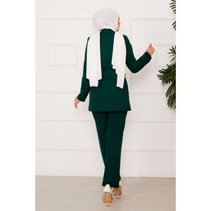 Conjunto de Traje con Chaqueta Cruzada para Mujer, Color Esmeralda - Product Image 5