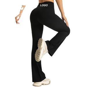 Yoga Leggings Custom Logo High Waisted <b>Running</b> Training Gym Yoga Pants <b>Women</b> Flare <b>Trousers</b> Scrunch butt leggings for <b>women</b> - Product Image 1