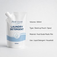 Sachet de recharge personnalisé pour lessive en poudre, pochette souple verticale 500 ml, imprimé en héliogravure, OEM ODM, avec bec verseur