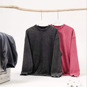 Sudadera de Cuello Redondo de Algodón para Hombre, Informal, Holgada, Gruesa, Deportiva, con Estampado Sólido, Sin Capucha - Product Image 1