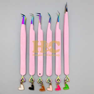 New Arrivals Pink Tweezers Bottom Heart <b>Eyelash</b> Tweezers for <b>Eyelash</b> <b>Extension</b> Stainless Steel Style <b>mink</b> Lash Tweezer - Product Image 4