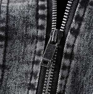 New Vintage Style Solid Color Casual Fashion Jeans Coat Black Blue Zipper <b>Denim</b> <b>Jacket</b> for <b>Men</b> - Product Image 4