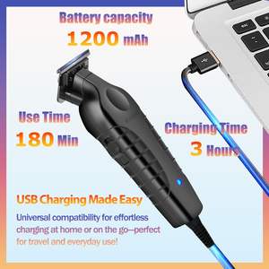 Tondeuse à cheveux professionnelle sans fil pour hommes, tondeuse de précision à lames zéro espacement, kit de coiffure pour barbier en acier inoxydable, USB, pour barbe - Product Image 3