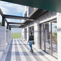 Sistema de Pérgola Retráctil Totalmente Automático con Techo de Aluminio Bioclimático Impermeable y Luces LED para Jardín