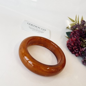 Bracelet rigide en ambre brun, bracelet en ambre de la Baltique - Product Image 4