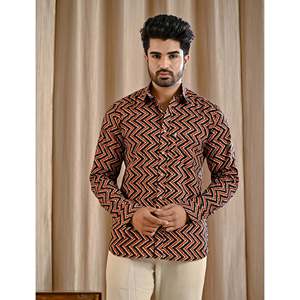 Chemise décontractée pour homme en coton 100% noir, imprimé géométrique, manches longues, col boutonné, imperméable, taille 6XL - Product Image 4