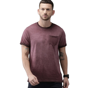 T-shirt décontracté vintage délavé à l'acide pour homme 100% coton Taille plus grande Épaule tombante Style streetwear lourd - Product Image 4