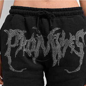 กางเกงขาสั้นขนแกะติดพลอยเทียมสำหรับผู้หญิงกางเกงขาสั้นทำตามสั่ง - Product Image 3