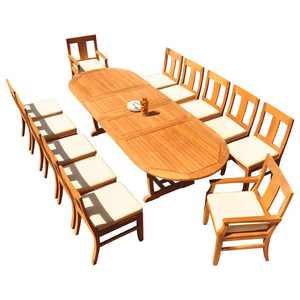 ชุดรับประทานอาหารไม้สักกลางแจ้งสุดหรูสำหรับ12ชิ้นเหมาะสำหรับการสังสรรค์ในครอบครัวและให้ความบันเทิงแก่แขก - Product Image 1