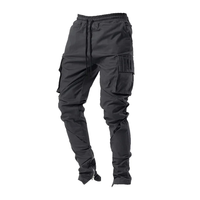 Pantalon cargo décontracté gris pour hommes et femmes, 6 poches, confortable, en toile infroissable, coton teint uni, design personnalisé