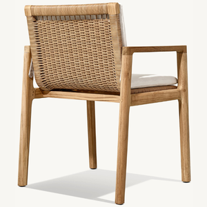 Chaise en teck écologique à prix avantageux, style moderne avec accoudoirs en rotin pour une personne, utilisation en extérieur - Product Image 4