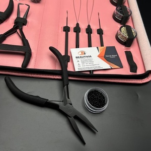 Hair Extension Tools Kit for Chinese Remy Hair Micro Link Removal <b>Plier</b> <b>Set</b> Professional Use Black Matte 3mm Nano Beads Threads - Product Image 5