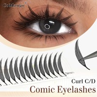 Extensions de cils Comic Spire, courbure C/D, mélange 8-15 mm, cils d'anime manga, doux, moelleux, volume, faux cils pré-faits