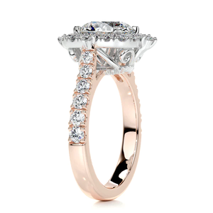Bague de fiançailles pour femme en or rose 14 carats avec diamant rond de 1,45 carat cultivé en laboratoire, certifié IGI, clarté VS, diamant CVD, style bohème - Product Image 2
