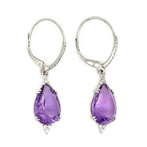 925 Sterling Silver Gold Plated Dangle <b>Earring</b> Natural Amethyst Stone 6X9mm Oval Shape For Wholesale Price & Surgyan Saini - Product Image 3