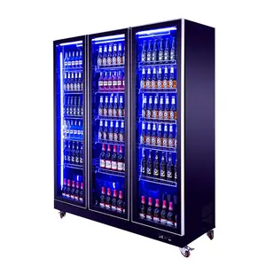 Réfrigérateur bar portable à 3 portes en verre personnalisé réfrigérateur boisson froide énergétique congélateur commercial équipement de réfrigération
