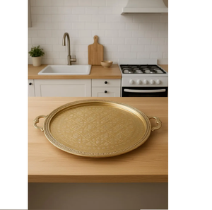 Elegante Bandeja para Aperitivos de Metal Dorado Ecológica con Textura para Joyas, Aperitivos y Decoración, Apta para Lavavajillas y Microondas - Product Image 1