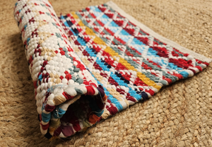 Tapis chindi moderne en coton recyclé à motif de diamant, fait à la main avec une machine de haute qualité pour un usage domestique, tapis et ensembles - Product Image 4