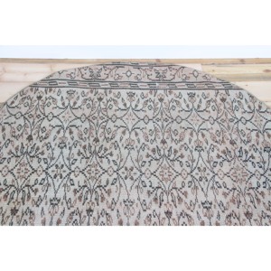 Tapis turc, rond, 4,9x4,9 pieds, tapis vintage, tapis en laine à motifs floraux verts - Product Image 4