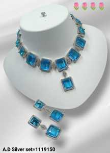 ENSEMBLE DE COLLIER DE MARIÉE EN DIAMANT AMÉRICAIN ET BOUCLES D'OREILLES CLASSIQUES ET DE HAUTE QUALITÉ ENSEMBLE DE BIJOUX DE MARIAGE POUR FEMMES DE STYLE CLASSIQUE - Product Image 2