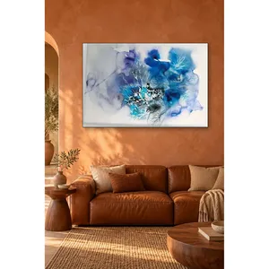 Impression sur toile Fida Blue avec motifs de veines en aquarelle - Product Image 1