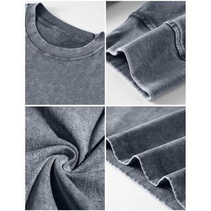 Sweat-shirt 100% coton pour hommes au toucher doux respirant motif solide lavage à l'acide anti-rétrécissement col rond personnalisé grande taille - Product Image 6
