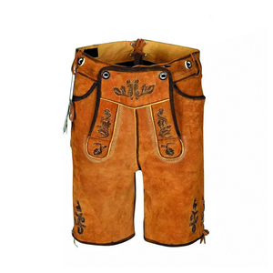 กางเกงขาสั้นผู้ชายหนังนิ่มแบบดั้งเดิมบาวาเรียเป็นมิตรกับสิ่งแวดล้อมสีทึบพร้อมลายปัก - Product Image 3