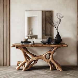 Mesa de entrada de madera hecha a mano, mesa de consola rústica, mesa auxiliar moderna, decoración única para el hogar - Product Image 1