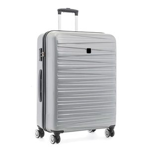 ABS ล็อค4ล้อแข็งแบบยืดหดได้รถเข็นกระเป๋าเดินทางขนาด38x22x55ซม. กระเป๋าเดินทางพกพาสีเทา/สีฟ้าอ่อน" - Product Image 1